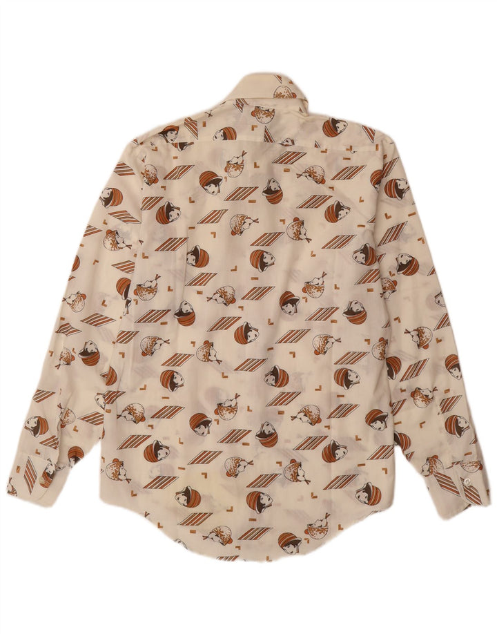 VINTAGE Мужская рубашка с абстрактным узором, размер 14 14 1/2, маленькая, белого цвета