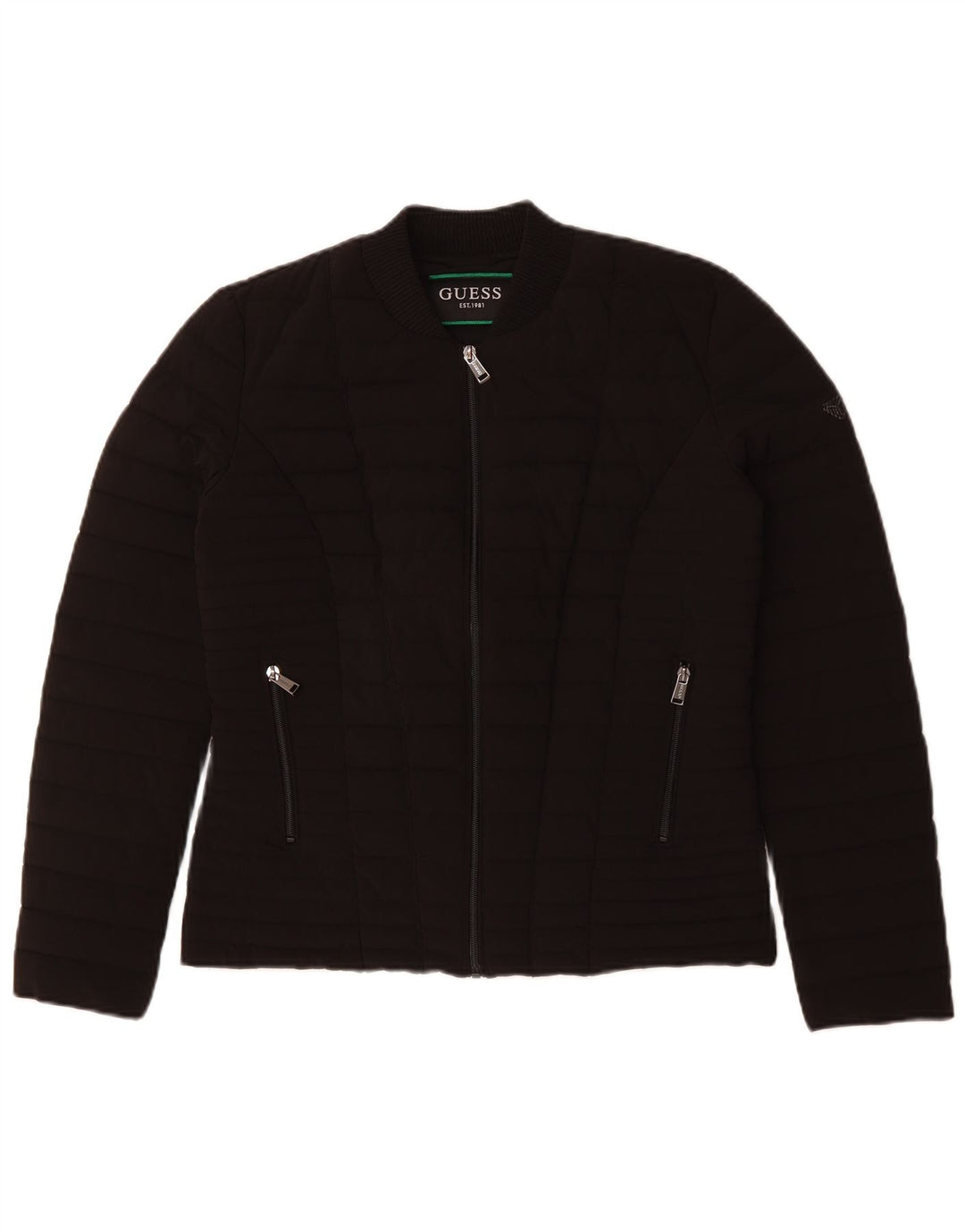 Женская стеганая куртка Guess UK 12, средний черный полиэстер