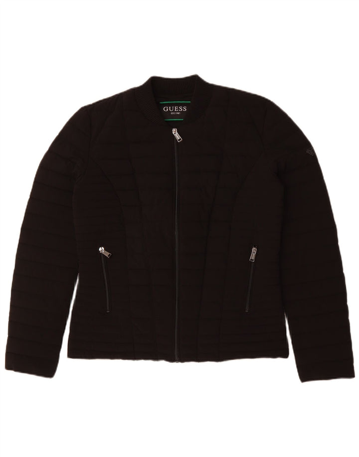 Женская стеганая куртка Guess UK 12, средний черный полиэстер