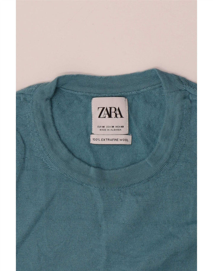 Мужской джемпер с круглым вырезом Zara, средний синий