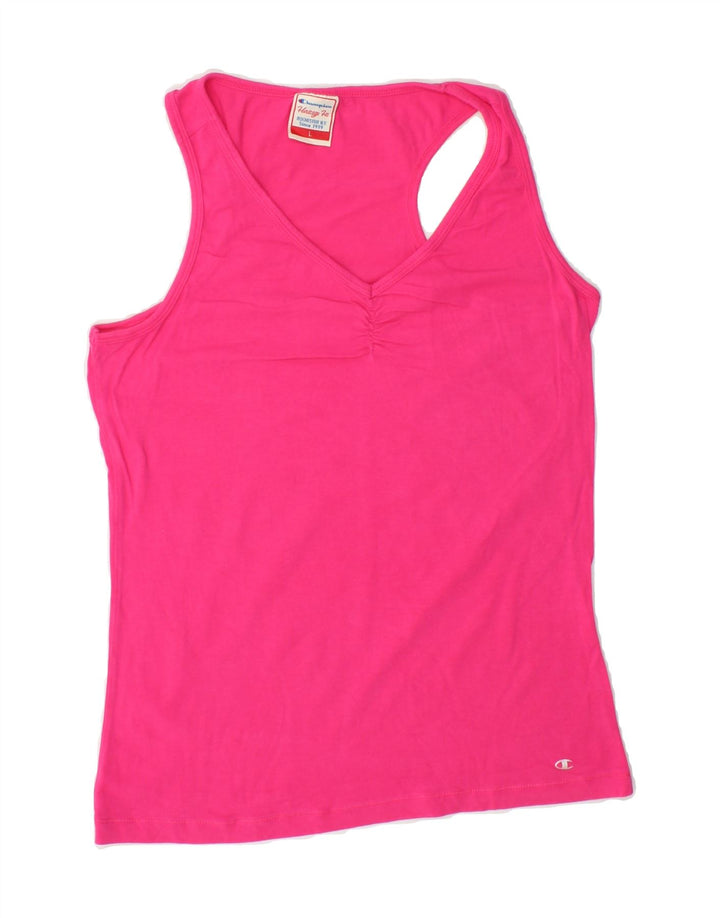 CHAMPION Womens Vest Top UK 14 Large Pink Cotton Vintage Champion and Second-Hand Champion from Messina Hembry 
