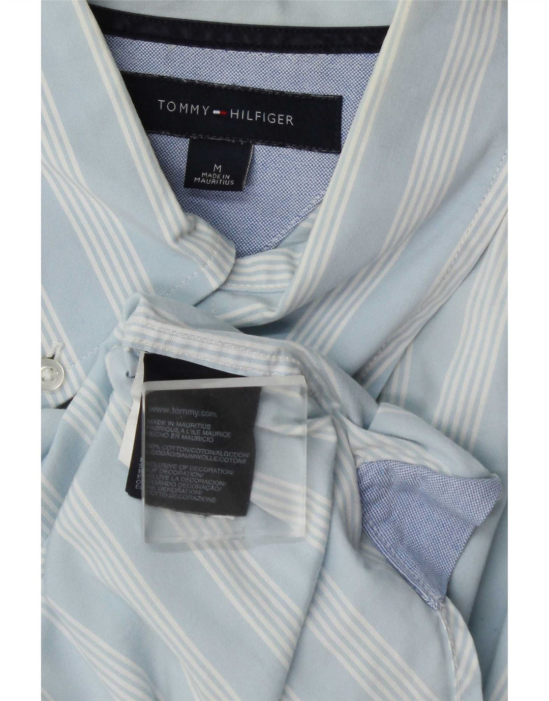 Мужская рубашка Tommy Hilfiger из хлопка в синюю полоску среднего размера
