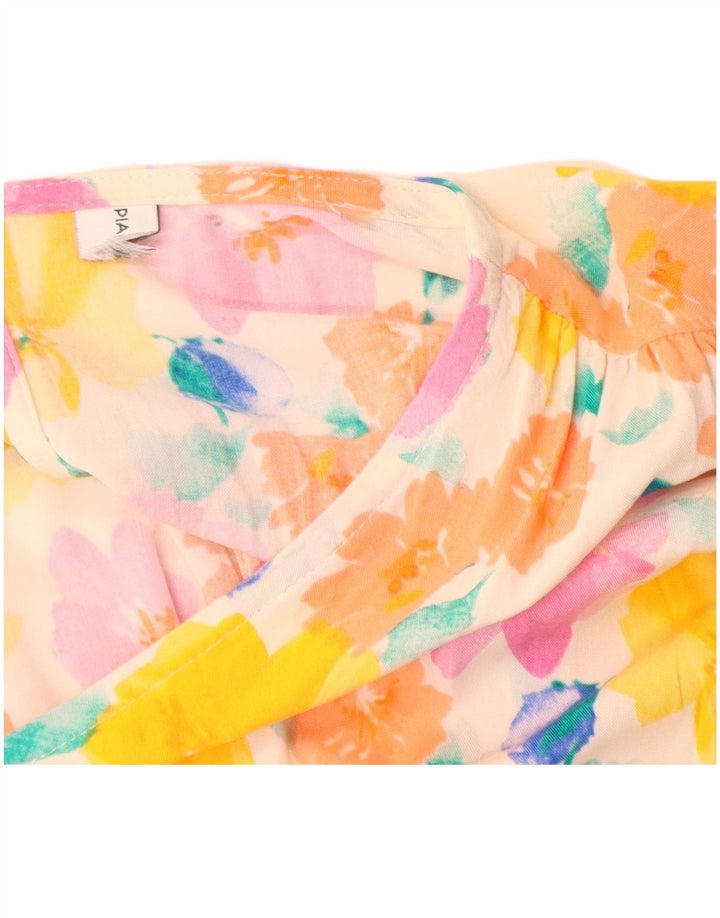 ВИНТАЖНОЕ женское платье А-силуэта UK 8 маленькое разноцветное с цветочным принтом