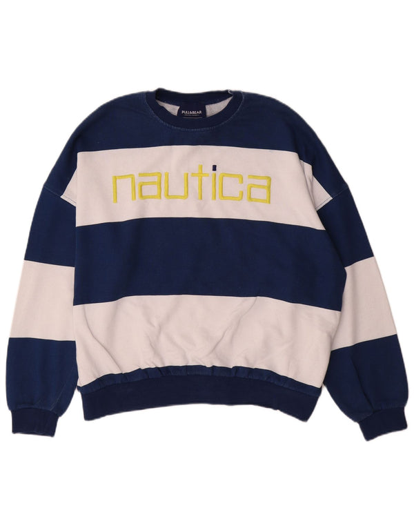 Женский джемпер оверсайз NAUTICA UK 10, маленький, темно-синий, в полоску