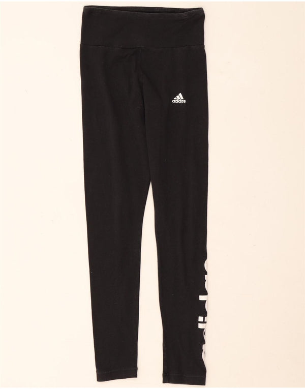 Женские леггинсы с рисунком Adidas UK 4/6 XS, черные хлопковые