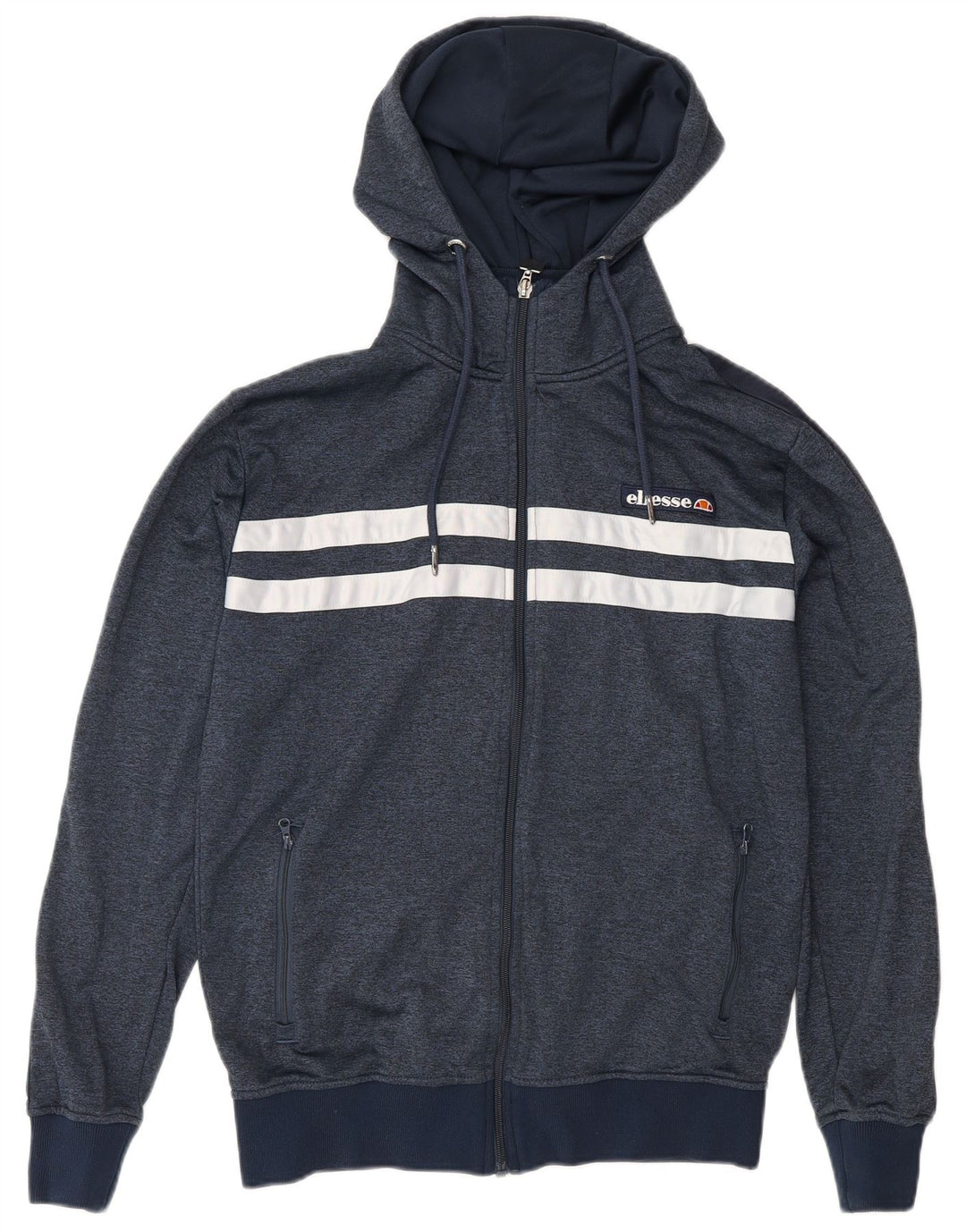 Ellesse Мужской свитер с капюшоном на молнии, маленький, темно-синий, цветной блок