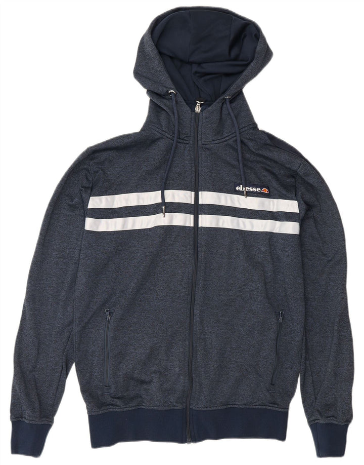 Ellesse Мужской свитер с капюшоном на молнии, маленький, темно-синий, цветной блок