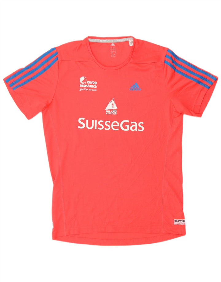 Мужская футболка ADIDAS Climalite с рисунком, маленький красный полиэстер
