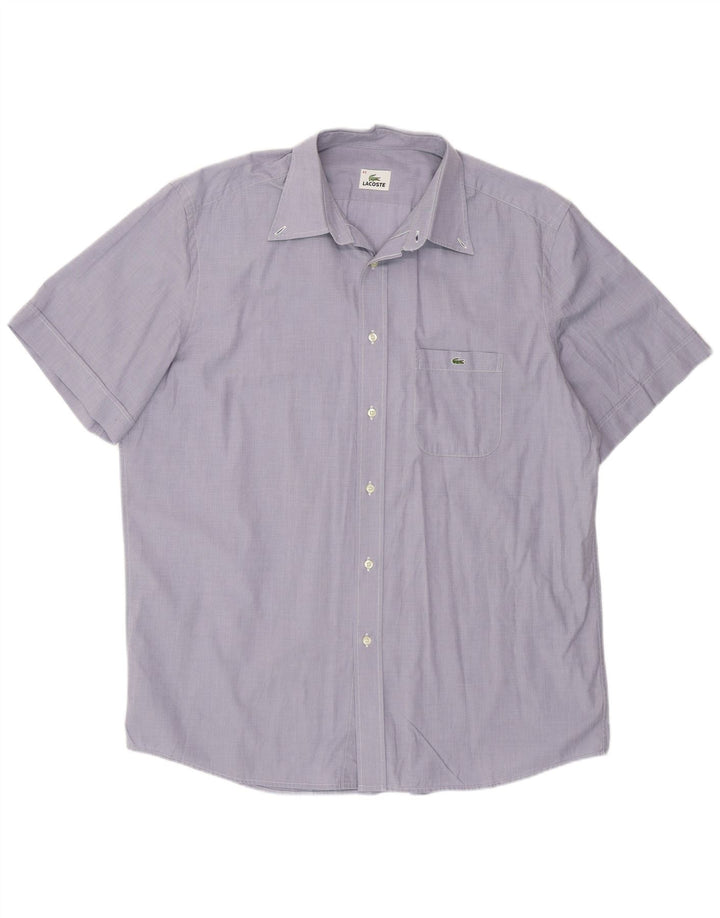 Мужская рубашка с коротким рукавом Lacoste, размер 43, большая синяя, хлопок