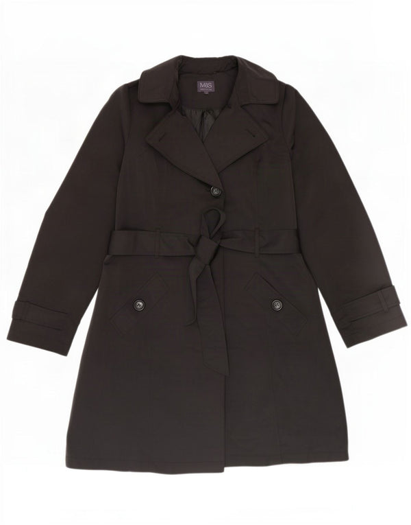 Marks & Spencer Womens Trench Coat UK 14 Large Black Polyester
