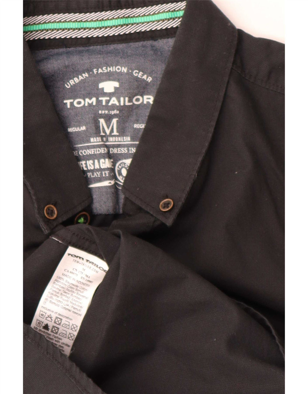 Мужская рубашка обычного кроя Tom Tailor, средний черный хлопок