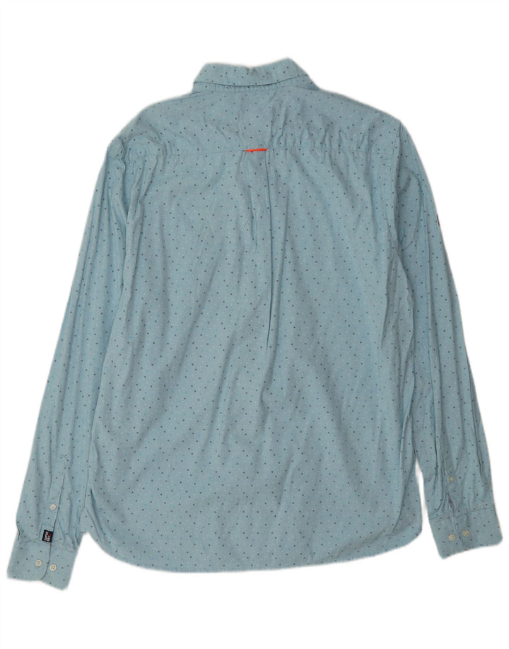 Мужская рубашка Superdry XL, синяя, хлопковая с геометрическим рисунком