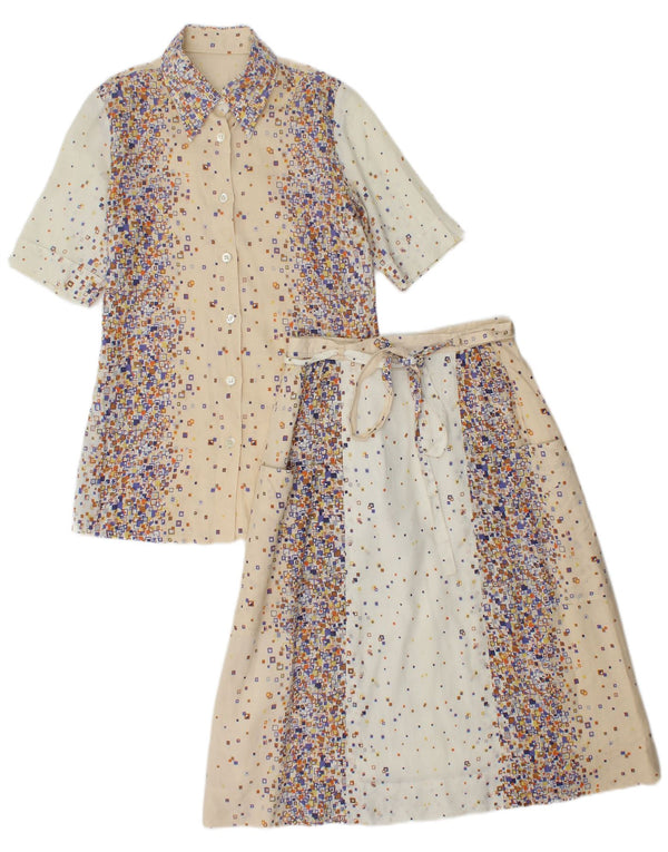 PANCALDI & B Женский комплект из 2 юбок UK 4 XS W24 Бежевый хлопок с геометрическим рисунком