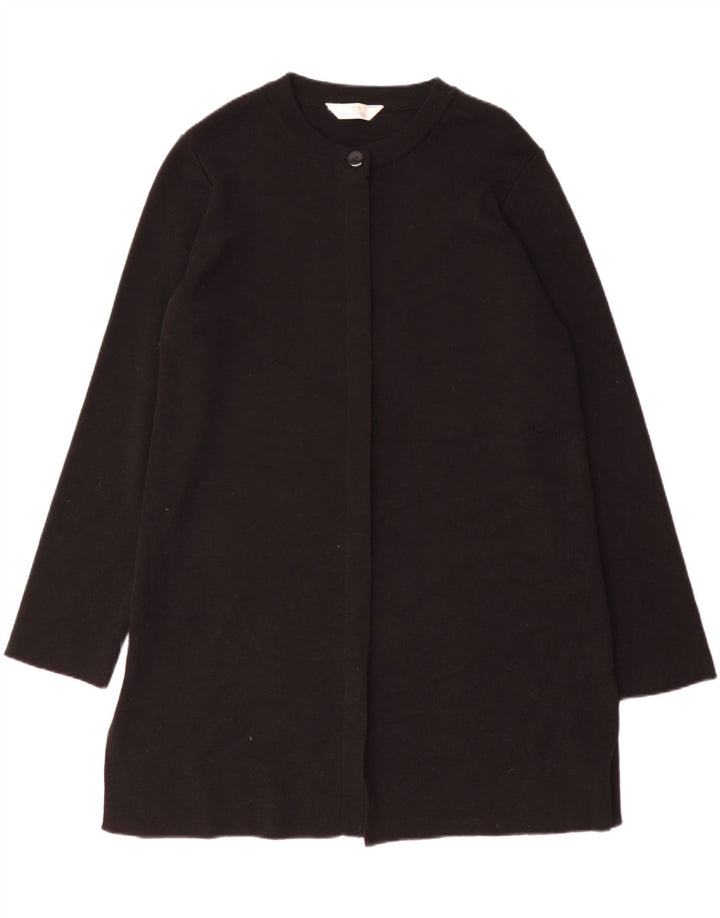 MARKS & SPENCER Womens Longline Cardigan Sweater UK 12 Medium Black Wool