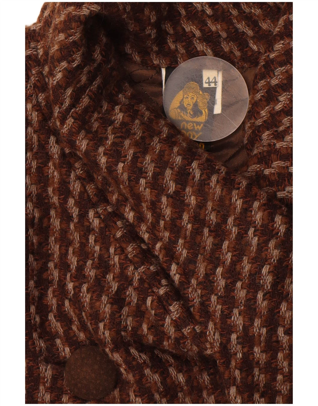 Винтажное женское пальто IT 44, средне-коричневое, шерсть с узором «гусиные лапки»