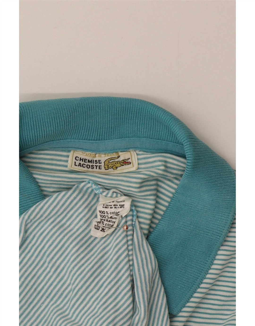 Мужская рубашка поло Lacoste, хлопковая синяя полоска среднего размера