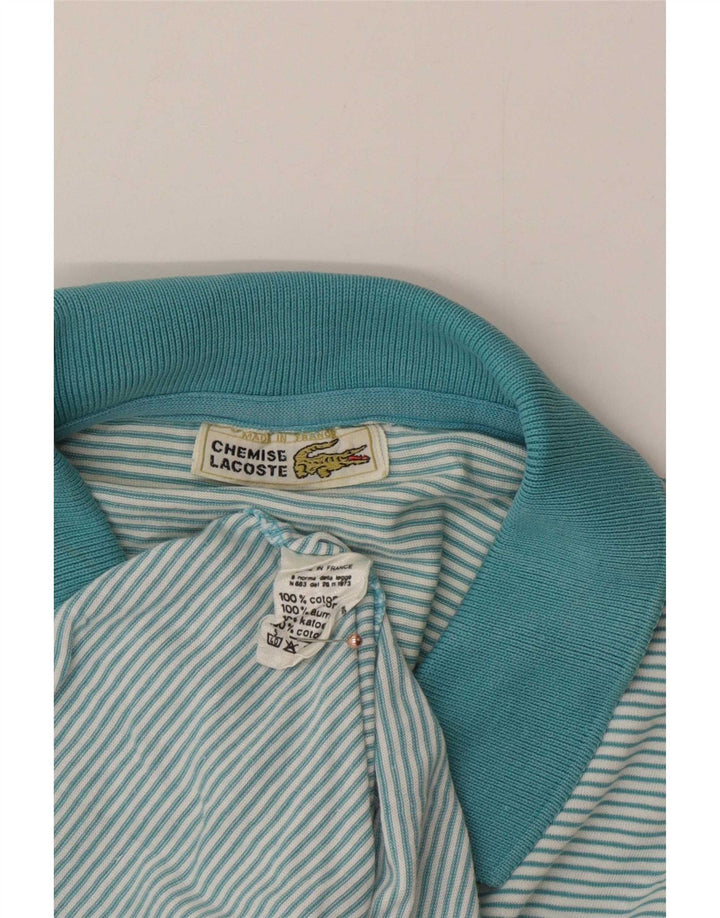 Мужская рубашка поло Lacoste, хлопковая синяя полоска среднего размера