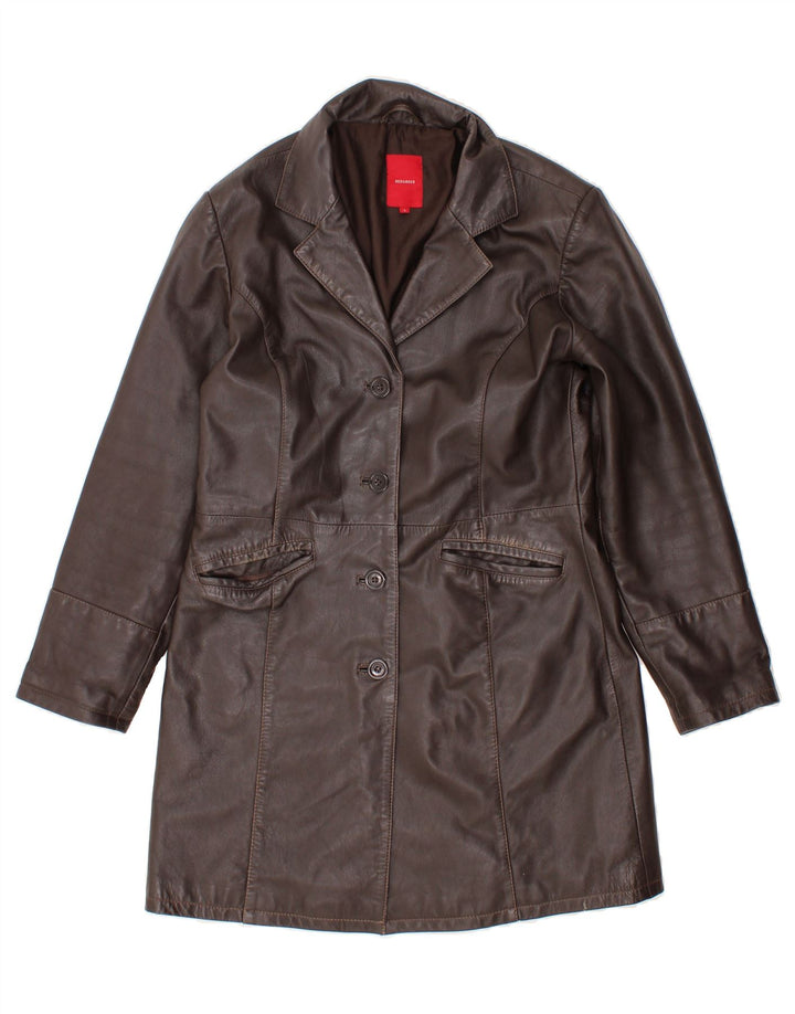 VINTAGE Womens Leather Coat UK 16 Large Brown Leather Vintage Vintage and Second-Hand Vintage from Messina Hembry 