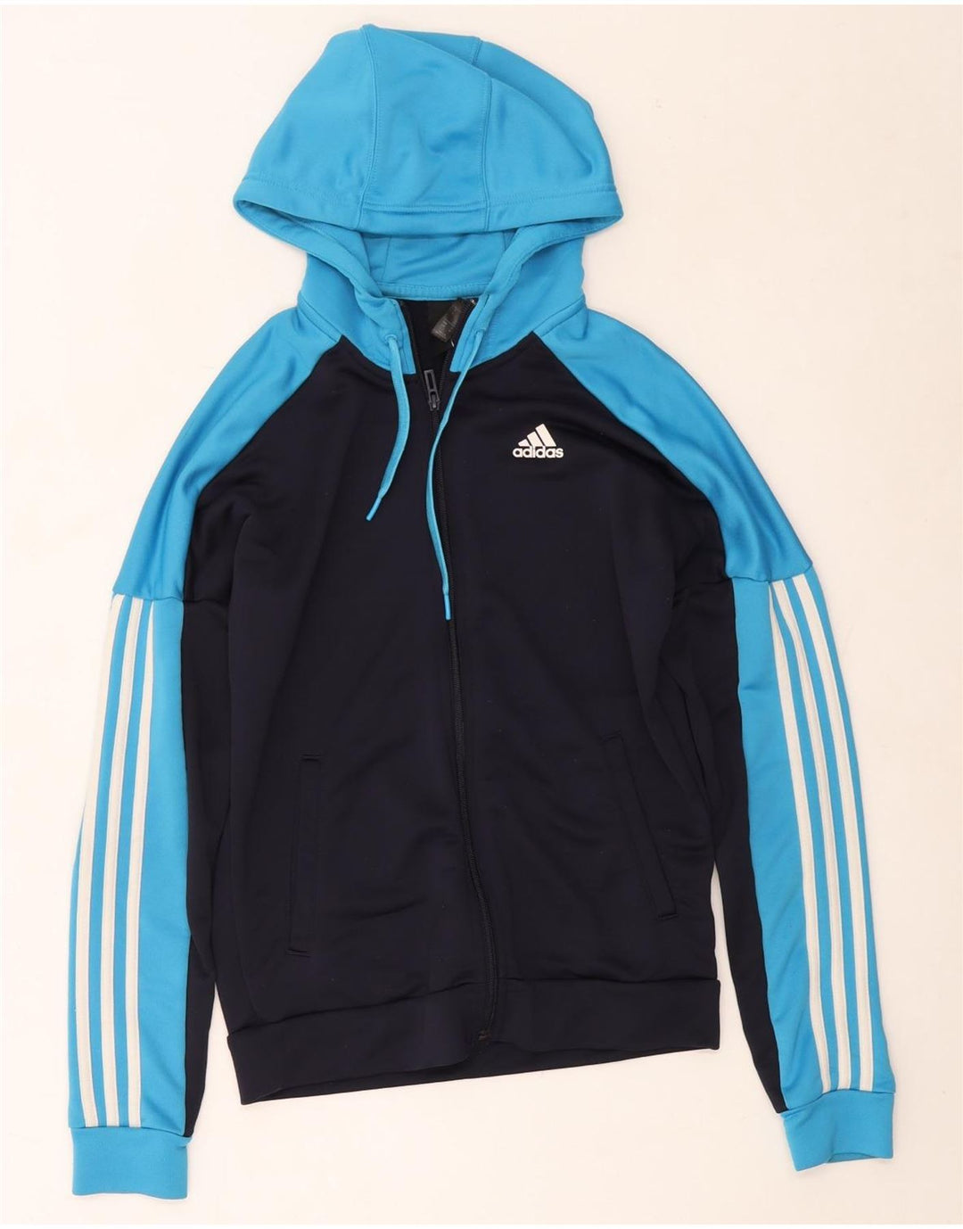 Adidas Мужской свитер с капюшоном на молнии, маленький темно-синий, полиэстер с цветными блоками