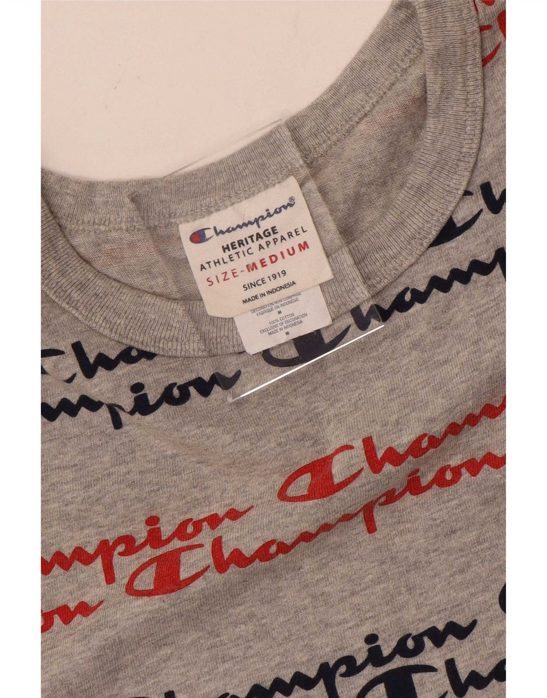 Мужская футболка с рисунком Champion Heritage, хлопковый топ среднего серого цвета
