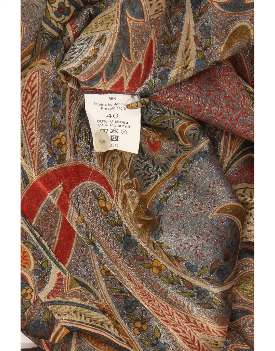 VINTAGE Женская длинная блузка-рубашка EU 40 Средний Бежевый Вискоза с Пейсли