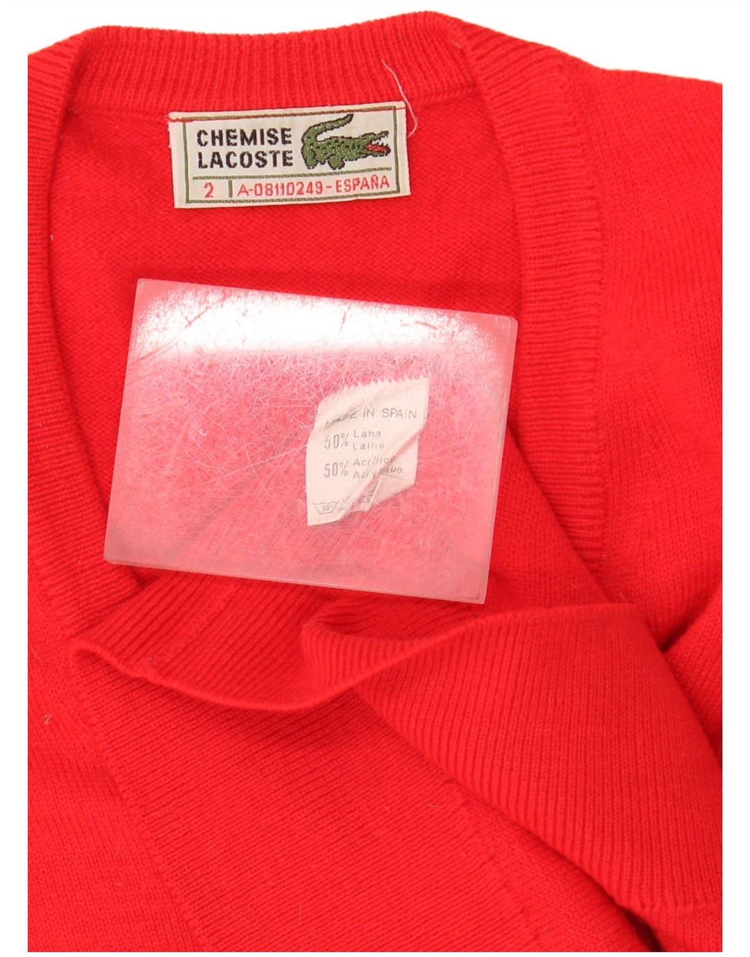 LACOSTE Мужской свободный джемпер с v-образным вырезом, размер 2 XS, красная шерсть