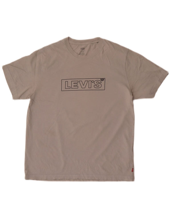 Женская футболка свободного кроя с рисунком Levi's Top UK 14, хлопковый средний серый цвет