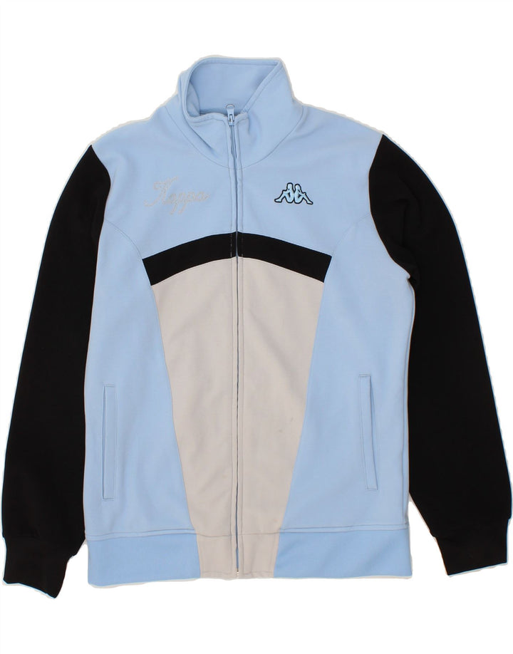 KAPPA Womens Tracksuit Top Jacket UK 14 Medium Blue Colourblock Polyester Vintage Kappa and Second-Hand Kappa from Messina Hembry 