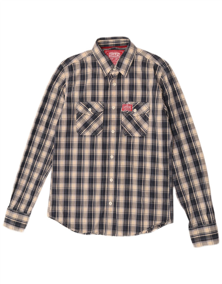 Мужская рубашка Superdry, большая синяя клетка, хлопок