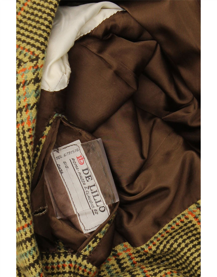 ВИНТАЖНЫЙ мужской пиджак на 3 пуговицах, Великобритания 38, средний зеленый с узором «гусиные лапки»