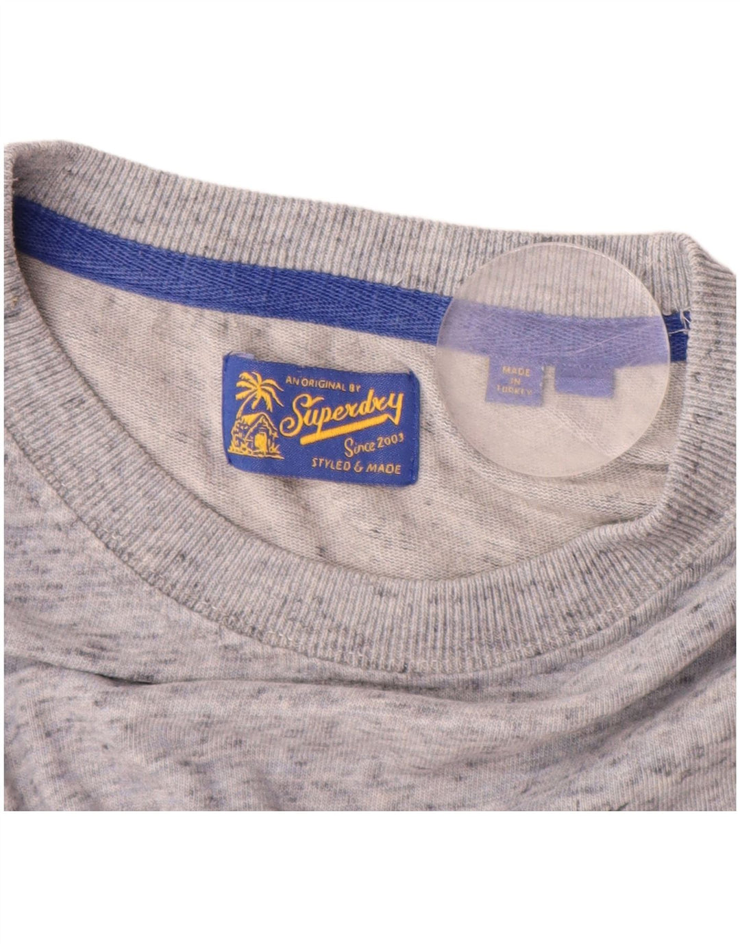 SUPERDRY Мужская футболка с рисунком из хлопка среднего серого цвета с крапинками