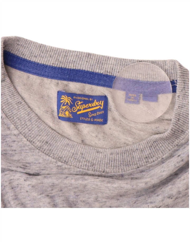 SUPERDRY Мужская футболка с рисунком из хлопка среднего серого цвета с крапинками