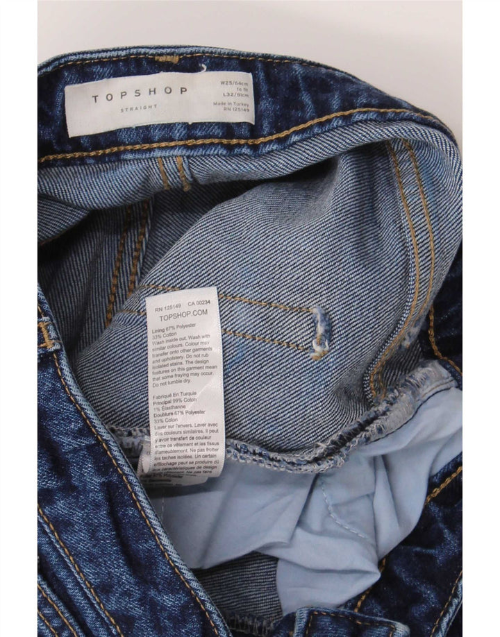 Topshop Женские прямые джинсы W25 L26 Синие хлопковые