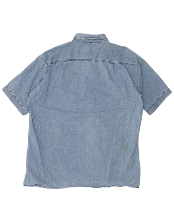 CARRERA Мужская джинсовая рубашка с коротким рукавом, размер 43/44 XL, синяя, хлопок