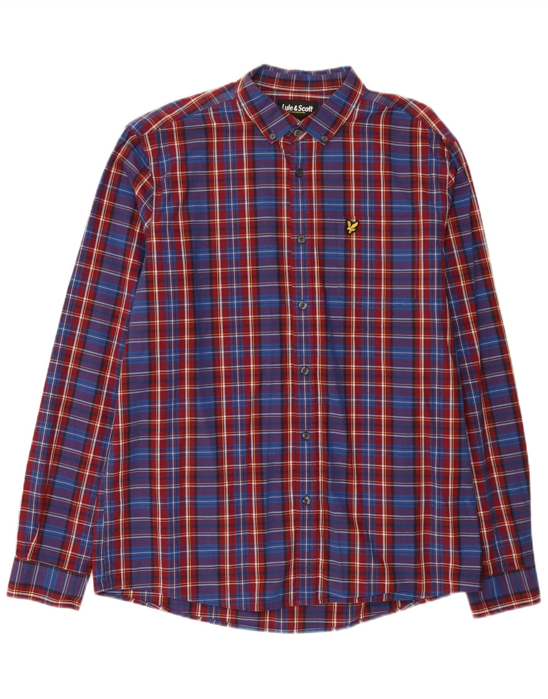 Мужская рубашка Lyle & Scott XL, синяя клетка, хлопок