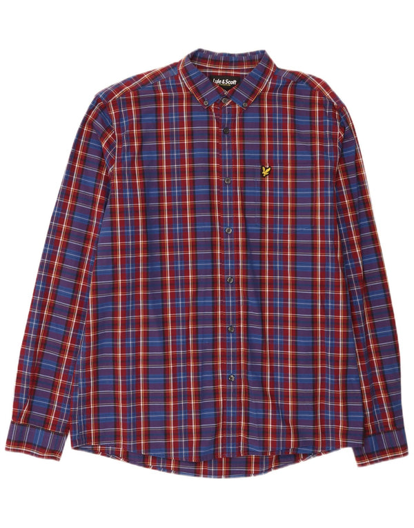 Мужская рубашка Lyle & Scott XL, синяя клетка, хлопок
