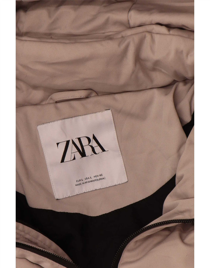 Женская стеганая куртка Zara UK 14, большой серый полиэстер