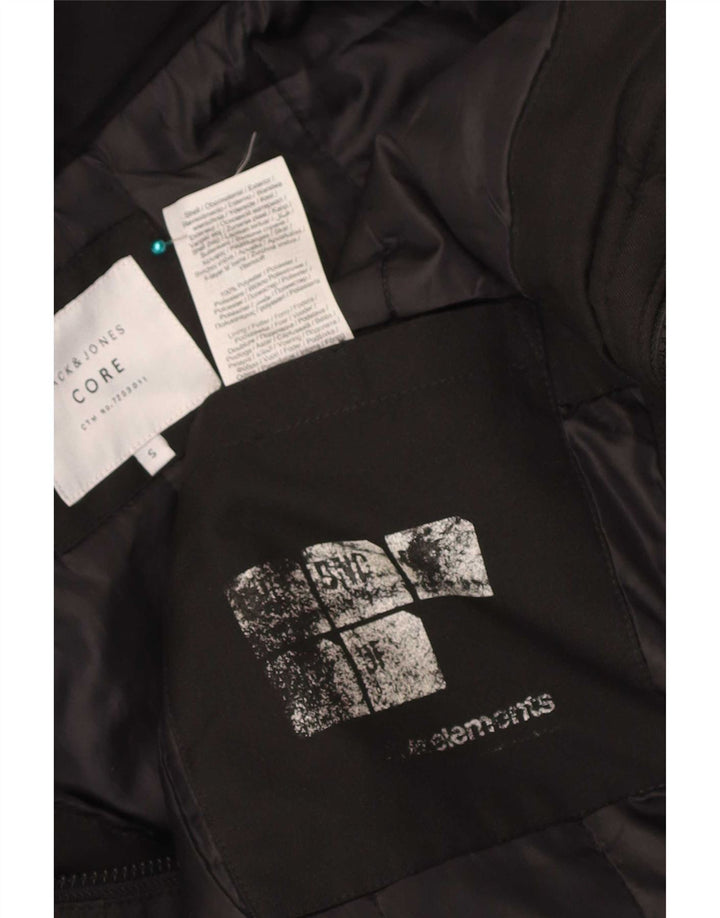 Мужская стеганая куртка с капюшоном Jack & Jones UK 36, маленькая, черный, полиэстер