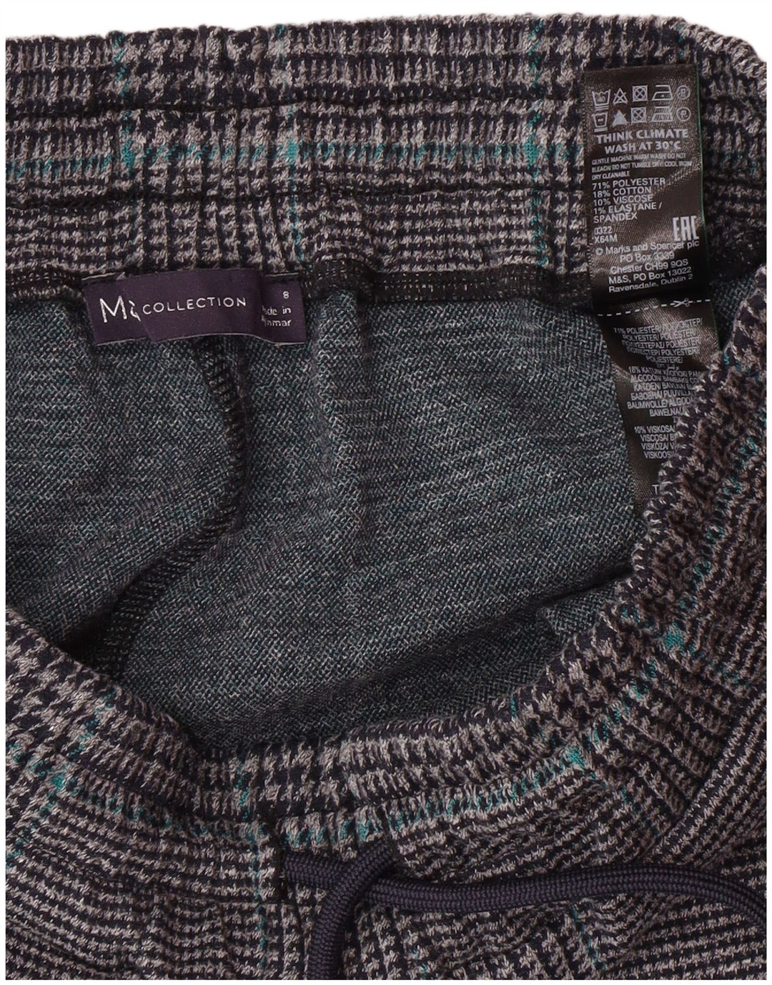 Женские спортивные брюки MARKS & SPENCER UK 8, маленькие серые с узором «гусиные лапки»