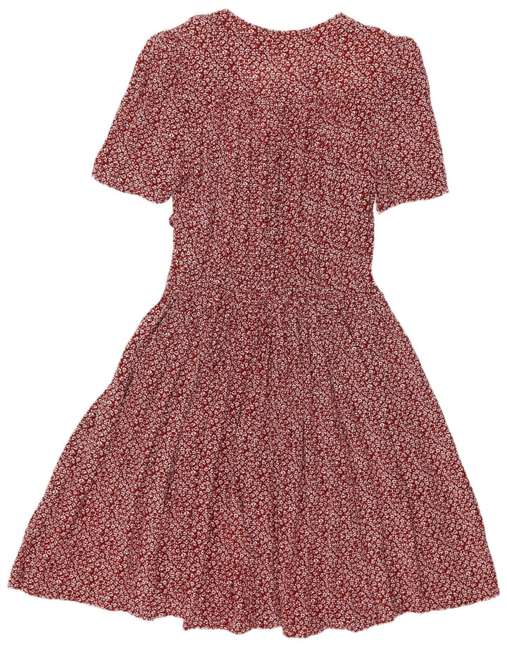 ВИНТАЖНОЕ женское платье в стиле ампир, Великобритания 14, большое бордовое с цветочным принтом