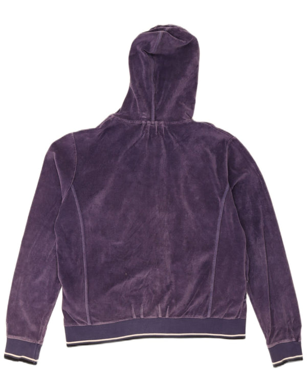 Ellesse Womens Oversized Velvet Zip Hoodie Sweater UK 16 Large Purple