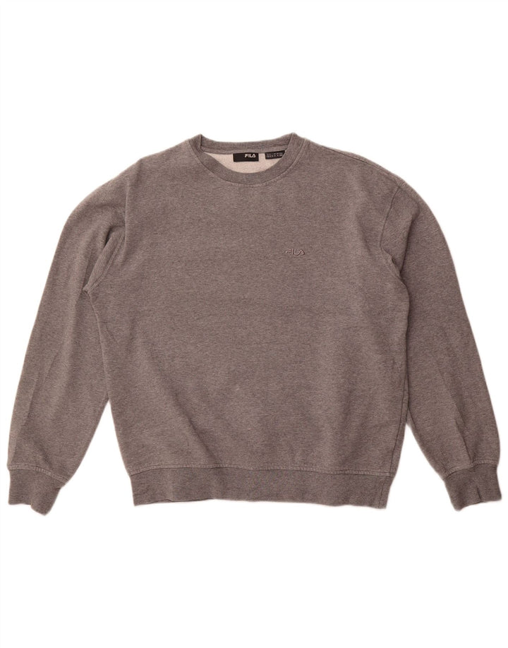 Мужской свитшот Fila, хлопковый джемпер среднего серого цвета