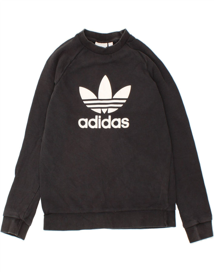 ADIDAS Mens Graphic Sweatshirt Jumper XS Black Cotton Vintage Adidas and Second-Hand Adidas from Messina Hembry 