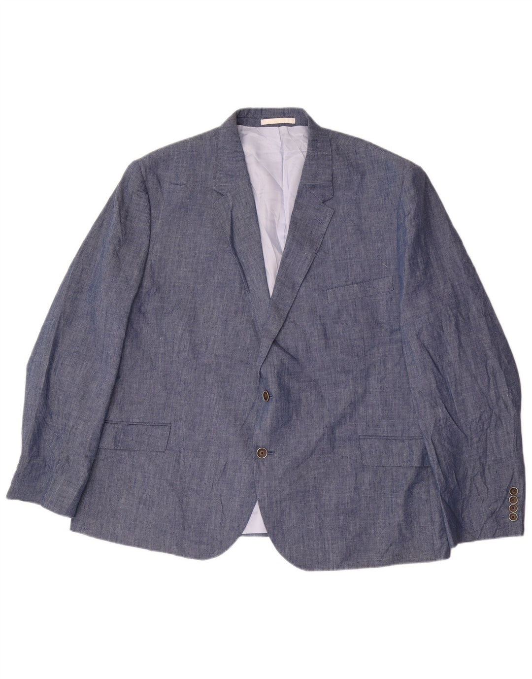 Мужской пиджак на 2 пуговицах Marks & Spencer UK 54 7XL Синий льняной классический