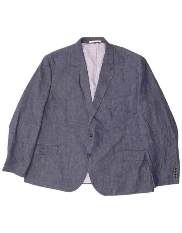 Мужской пиджак на 2 пуговицах Marks & Spencer UK 54 7XL Синий льняной классический