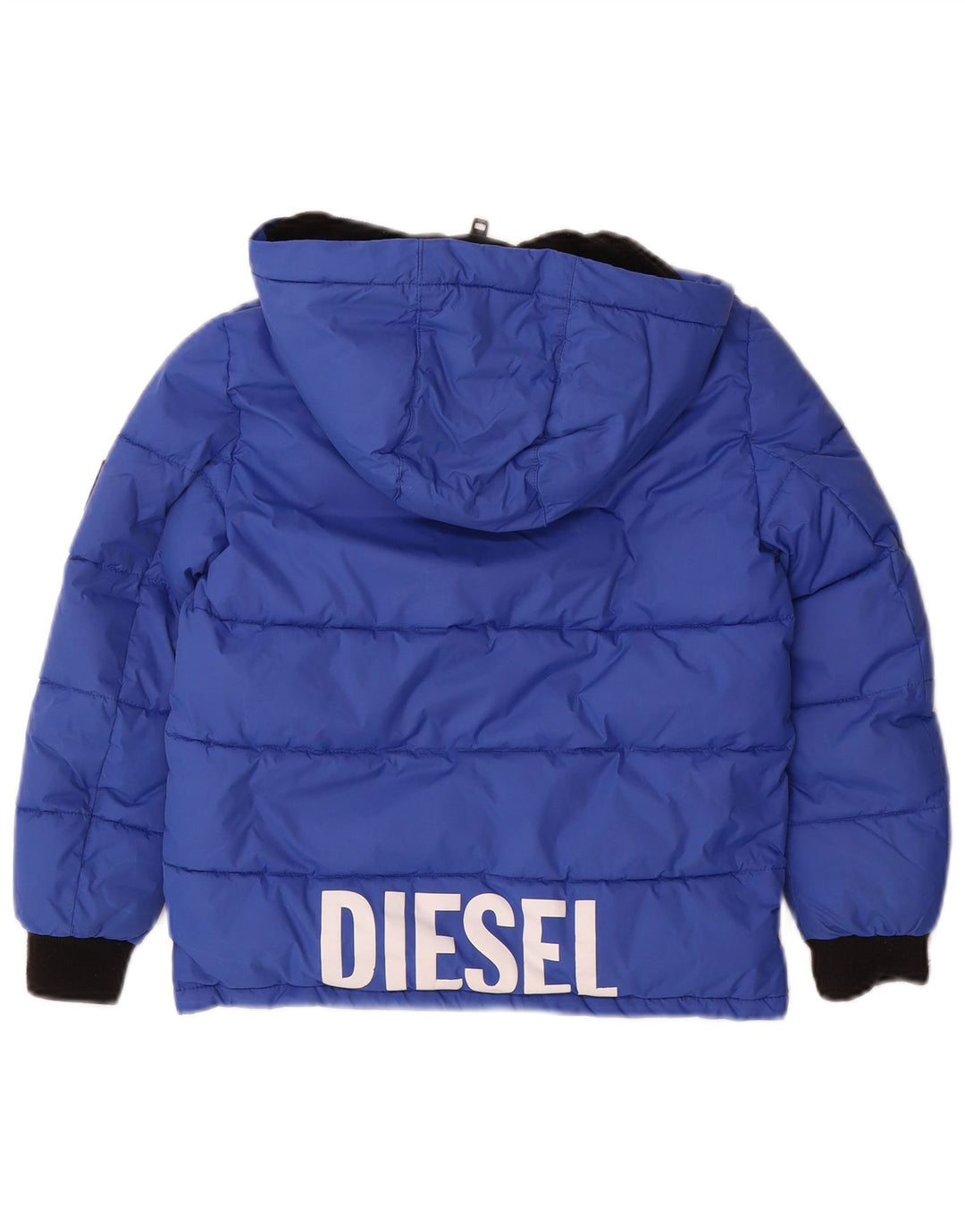 Утепленная куртка с капюшоном и графическим рисунком для мальчиков Diesel, синий нейлон, 7–8 лет