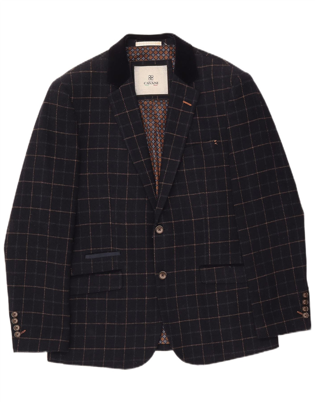 Мужской костюм из 2 предметов Cavani с 2 пуговицами, Великобритания 40, большой W38 L32, темно-синий в клетку