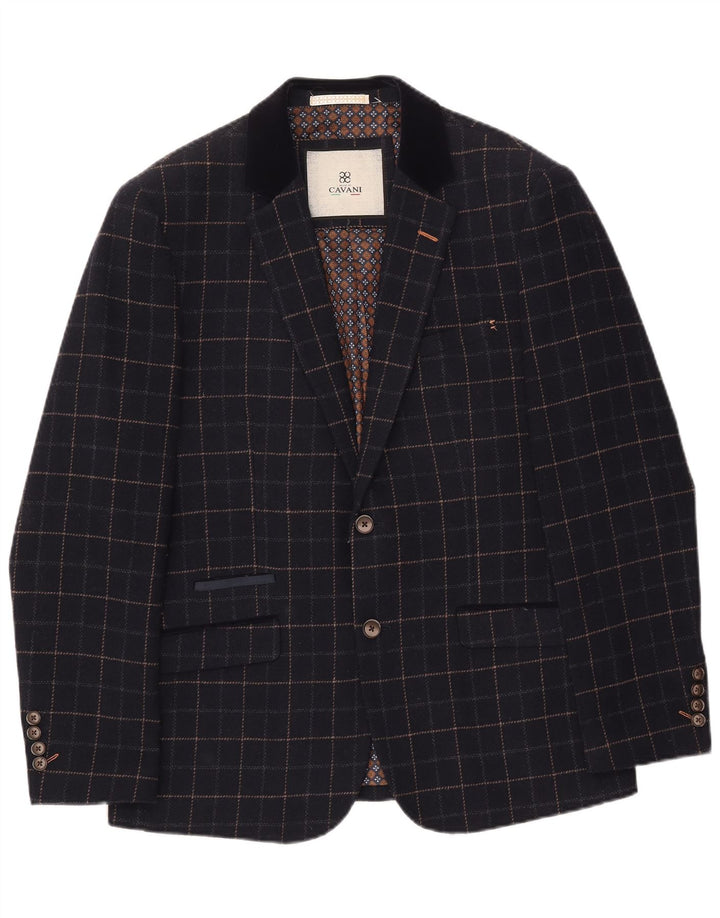 Мужской костюм из 2 предметов Cavani с 2 пуговицами, Великобритания 40, большой W38 L32, темно-синий в клетку