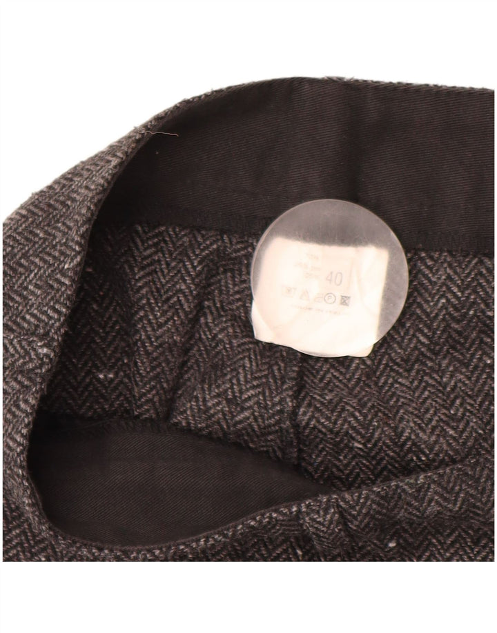 ВИНТАЖНЫЕ женские повседневные брюки IT 40 Small W28 L32 Серые с узором «елочка»