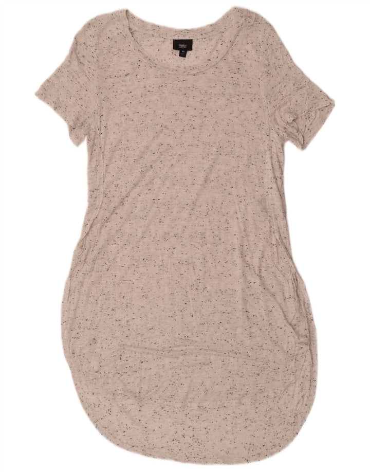 Женское платье-футболка MOSSIMO UK 12, средний размер, белый вискоза с крапинками